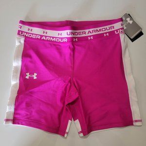 NWT Under Armour Big Girls HeatGear Armour Bike Shorts 1361245 Pink YXL